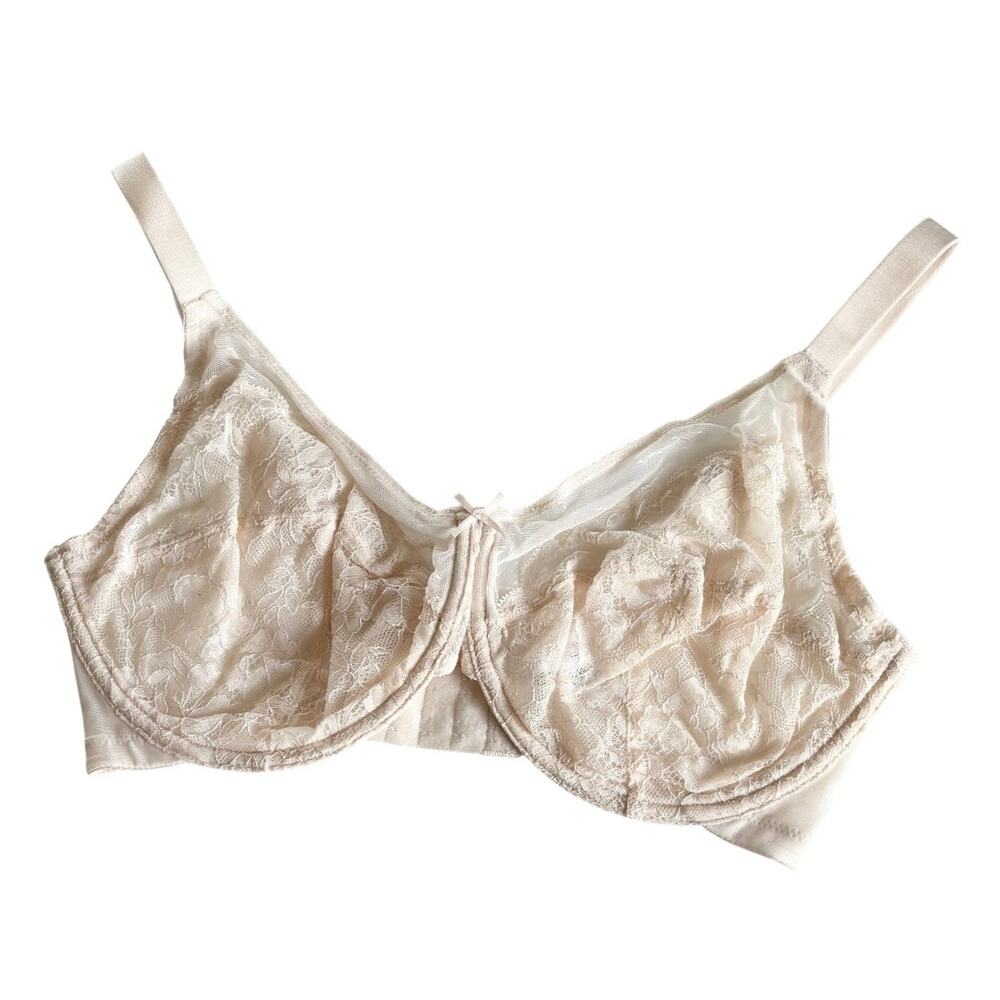 HSIA Enchante Cream Lace Soft Mesh Underwire Bra Women's Size 34G NWT Lingerie
